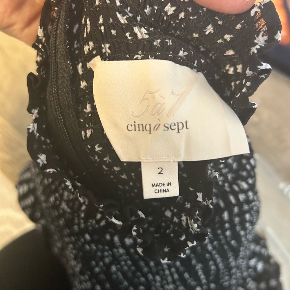 Cinq A Sept Smocked Sheer-sleeve Mini Dress - Picture 3 of 6